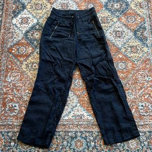 Athleta Cabo Linen Wide Leg Pants - Black, Size 6